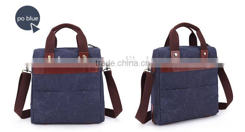 Casual Genuine Leather Hand Bag Canvas Messenger bag Mens Hand Bag Tablet Messenger Bag For Men