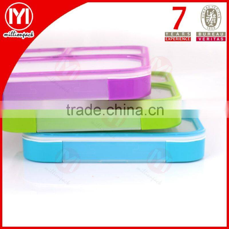 Double wall BPA free Square Plastic Lunch Box with compartment/dividers