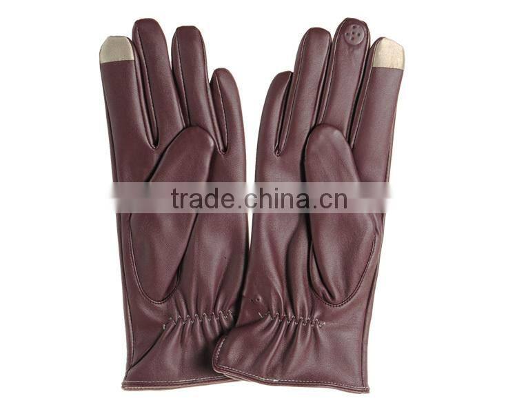 New design women bluetooth call touch screen PU leather gloves P-EWB030