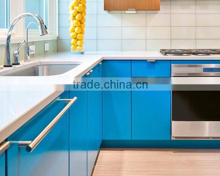Prefab home decoration frameless matte glass kitchen cabinets