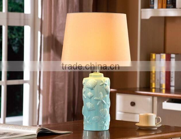 Round Ceramic Lamp Body With White Fabric Lampshade Modern Desk Lamp Bedroom Living Room Dining Room Table Lamp