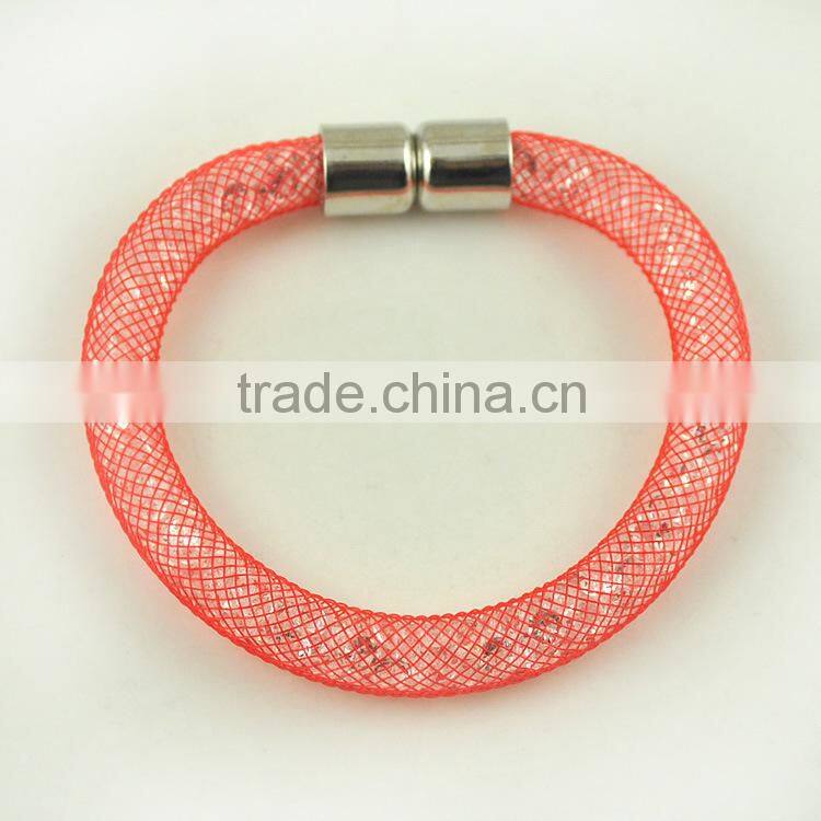 20 mixed color mesh stardust bracelet , magnet clasp bracelet mesh bracelet for woman