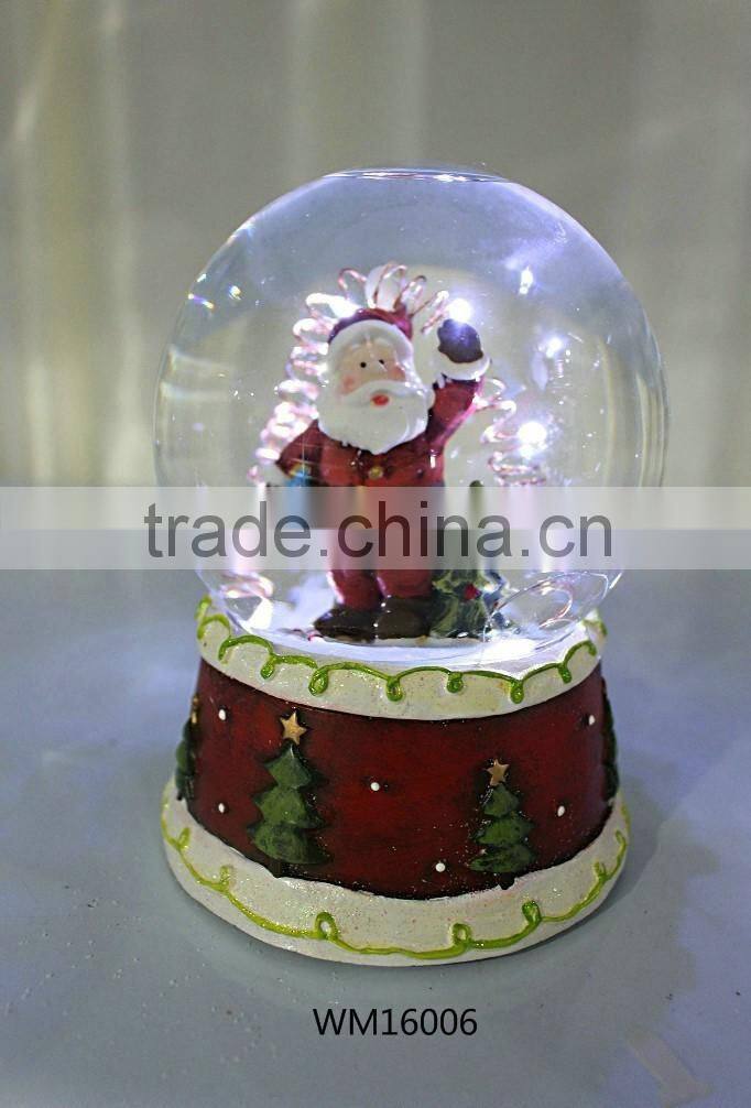 2016 new ChristmasSanta snowman water snow globe with music box and LED light