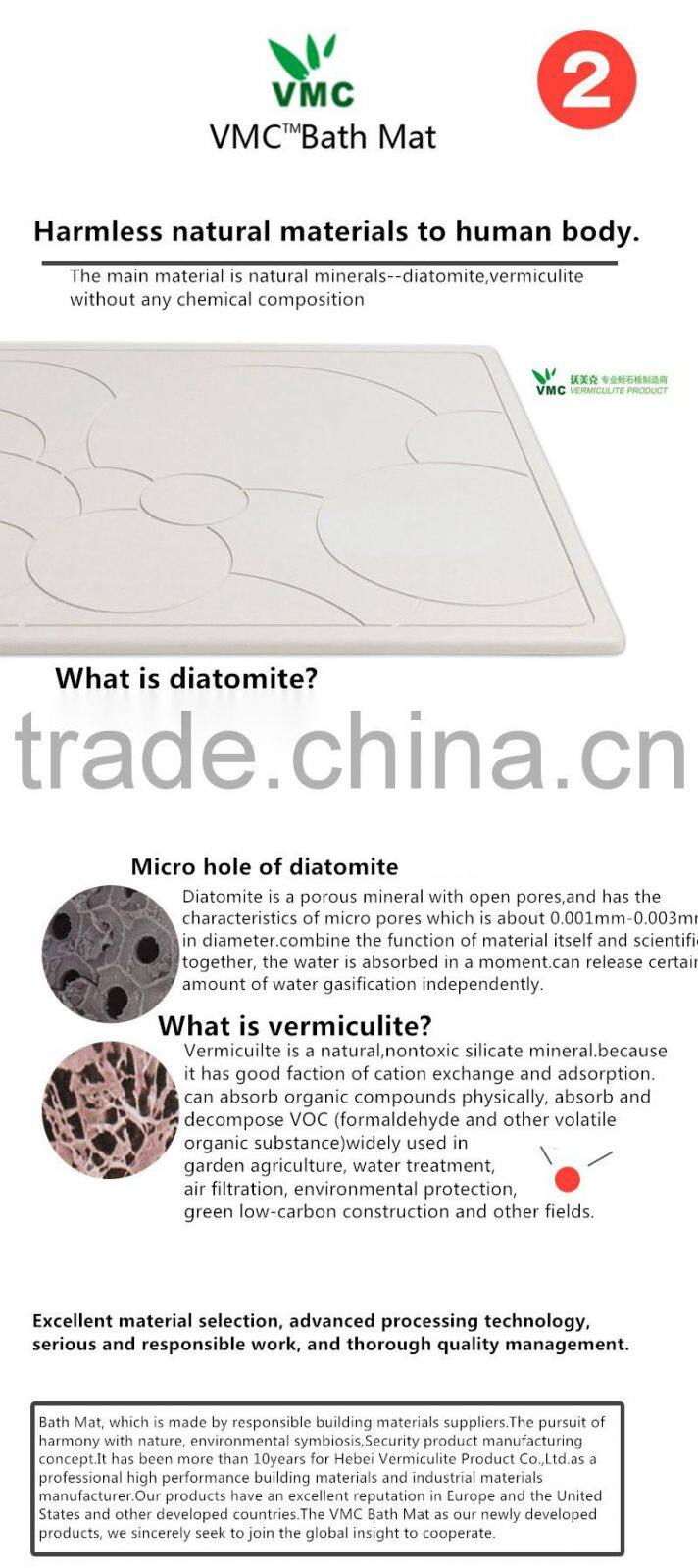 Non-Slip Absorbent Diatomaceous Earth Diatomite Bath Mat