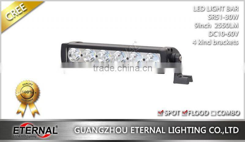 9" 30W led light bar super slim high power lamp amber blue for police motorcycle car warning emergency spot lamp