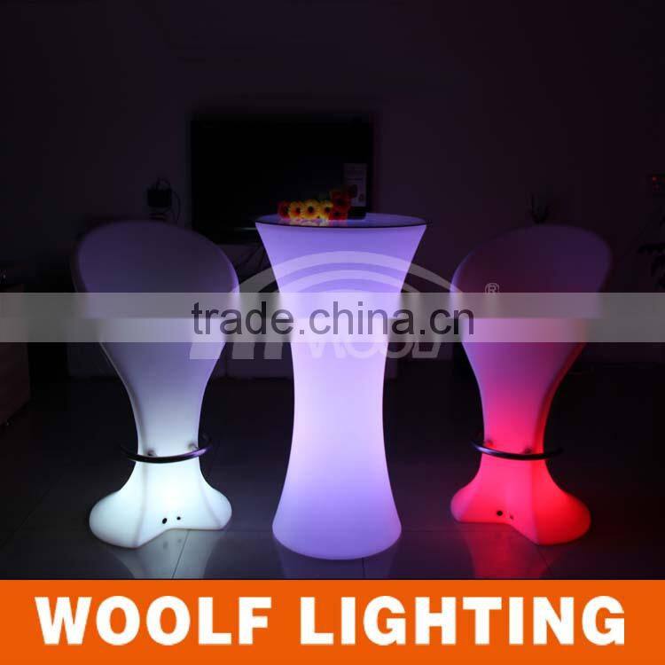 PE Plastic rechargeable LED round cocktail table furniture