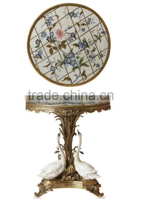 Imitated Swan Design 8 Lights Chandelier, Antique Brass Droplight With Porcelain Swan, Decorative Ceramic & Bronze Ceiling Lamp