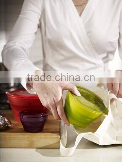 Collapsible Bowl Set | 4oz , 16oz , 32oz, Eggplant, Lettuce & Tomato