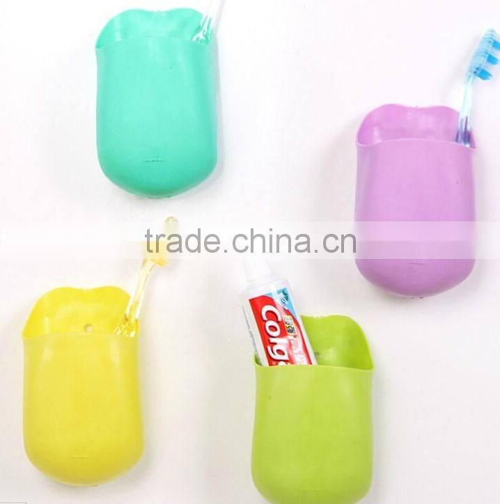 Silicone wall sucker storage case for toothpaste holder