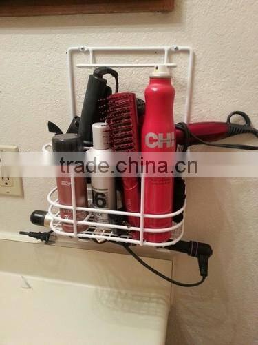 PE Coating White Hair Care Rack For Hair Drier and Hair Products