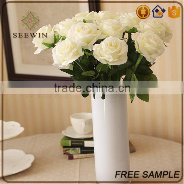 table centerpiece single stem white rose artificial flower