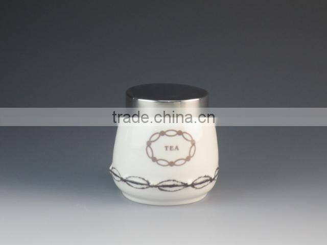 white ceramics/porcelain type canister set with lid AB grade eco-friendly
