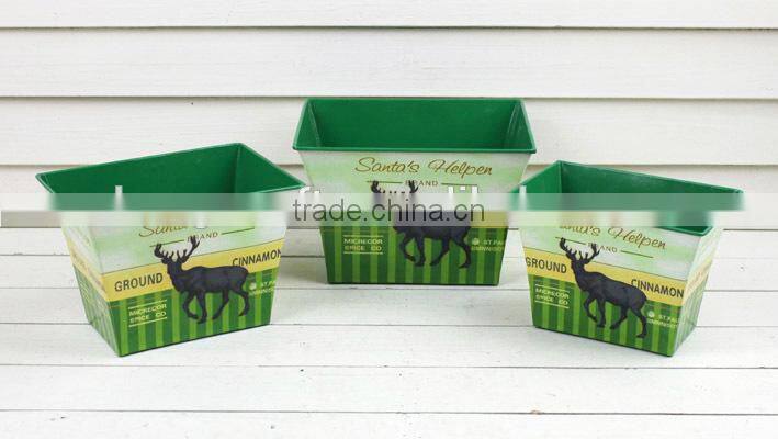 hot selling s/3 christmas deer garden pot,glazed garden pots