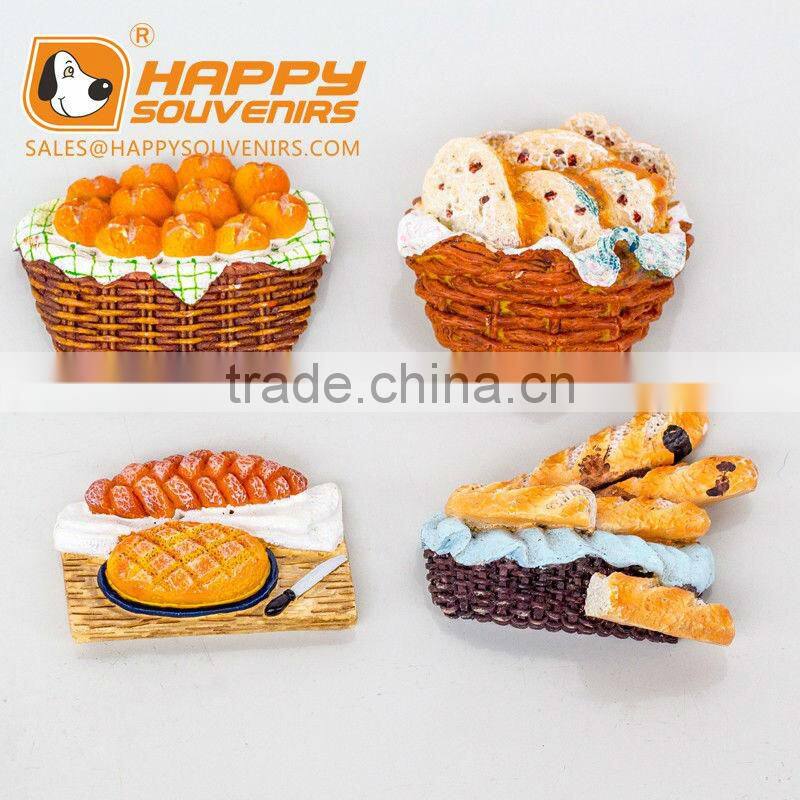 custom design rolling bread with vegetable and meat 3D resin fridge magnet