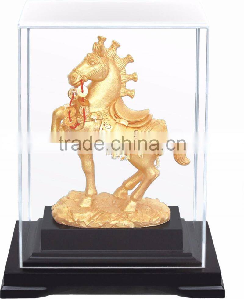 Gold foil peacock statue in Display box promotion gift