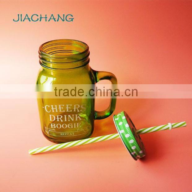 stained cheers drink glass letter juice cold coffee mug with screw lid