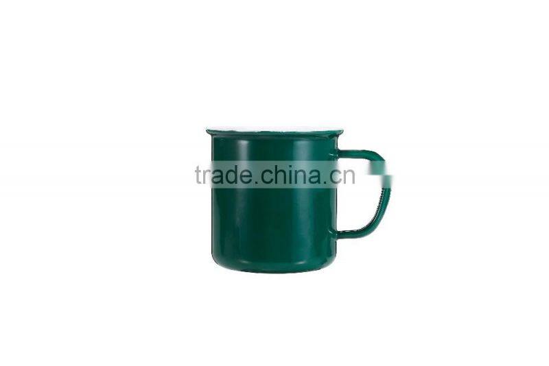 Customer printed Sublimation Enamel Camping Mug With Stainless Steel Rim/rolled Rim gift mug