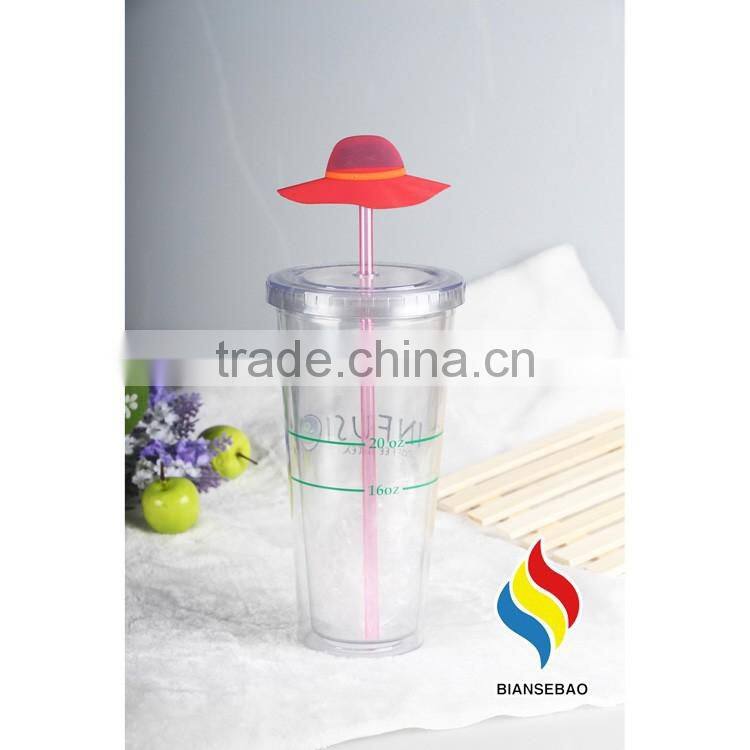 with figurines straw clear double wall plastic acrylic tumbler