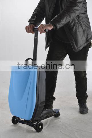 Unique folding scooter luggage pulling suitcase for sale