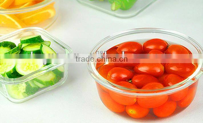 Square Glass Food Container with Smile Design Lock Lid