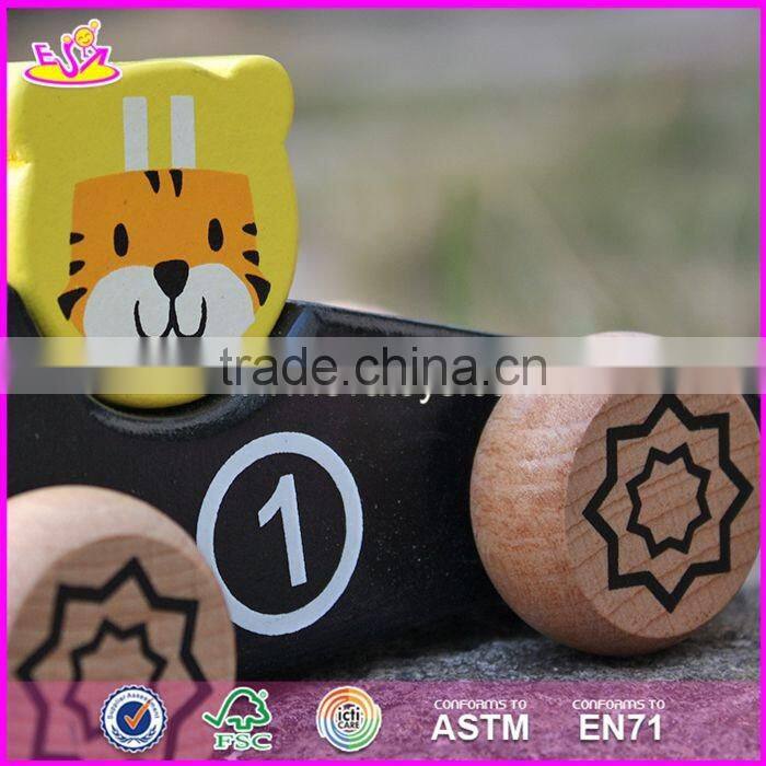 2017 New design tiger shape kids toy wooden cars W04A334