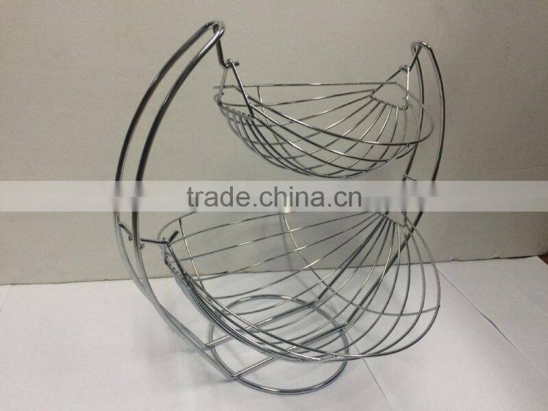 Double Tier Metal Fruit / vegetables Basket Stand