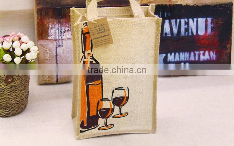 Natural wedding favor burlap Linen jute holiday wine gift bottle bags