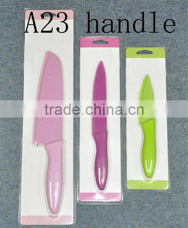 color fixed blade knife and board
