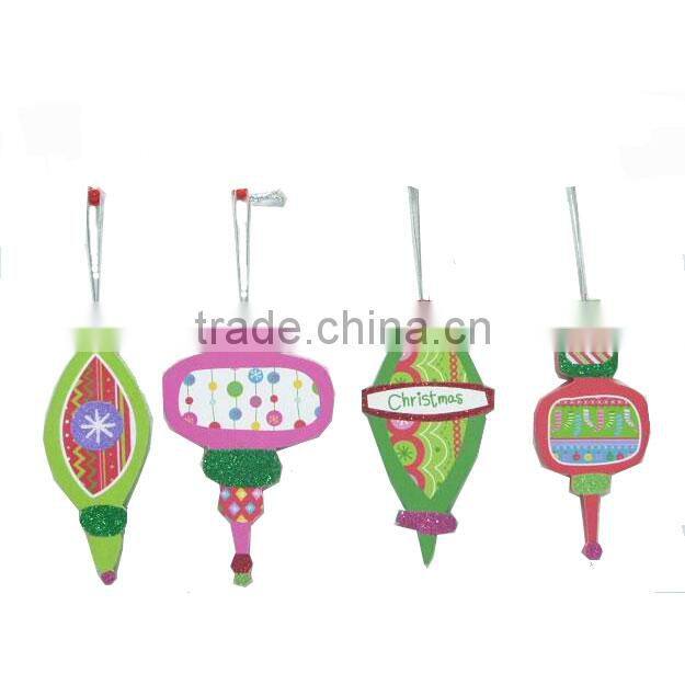 Mini wood hanging ornaments fancy christmas ornaments