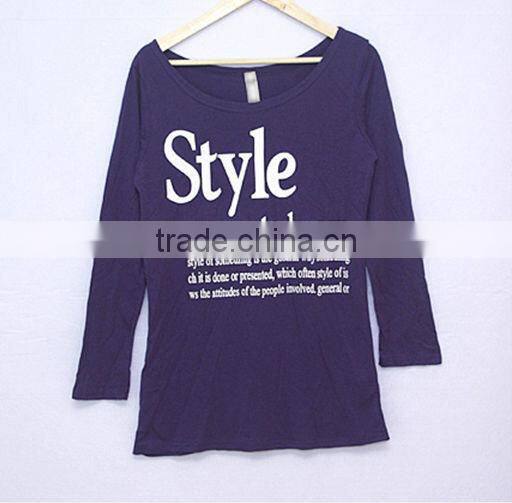 2012new fashion 100%cotton o-neck long sleeve women t shirt