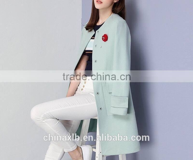 Fashion Swallow Gird Pattern Women Wool Coat With Hooded