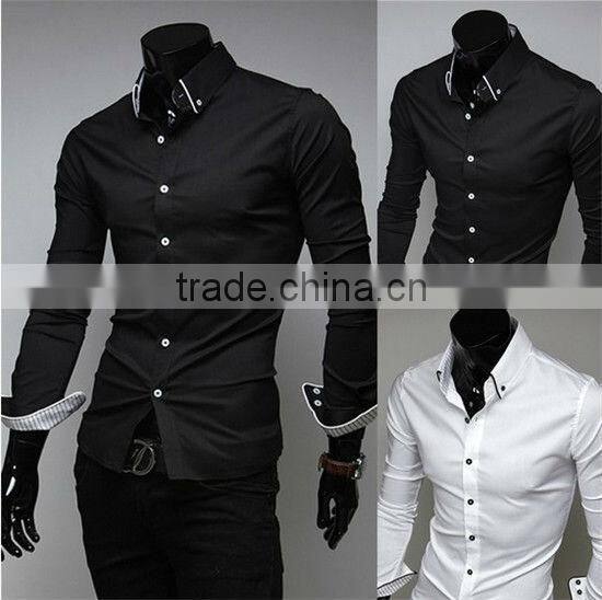 Man fashion formal casual long sleeve slim fit dress shirts for men MOQ 10PCS