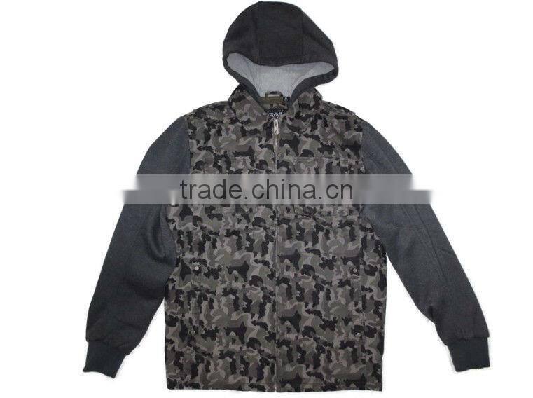 Men military sweater with fleece hood