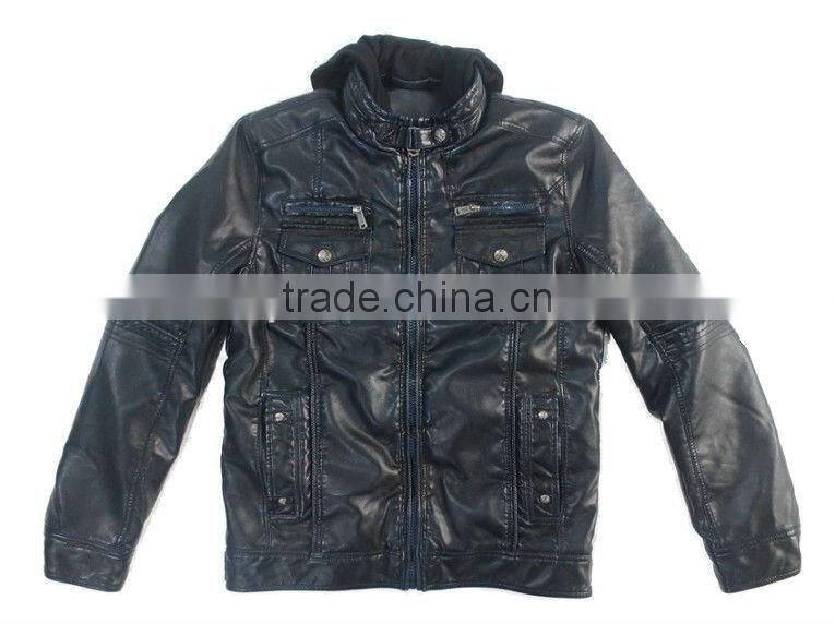PQM-05 MAN Garment wash pu leather jacket