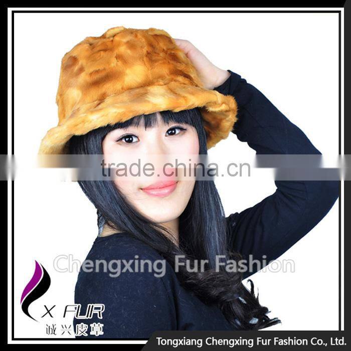 CX-C-173B Alibaba Custom Wholesale Lady Cap Mink Fur Women Bucket Hat