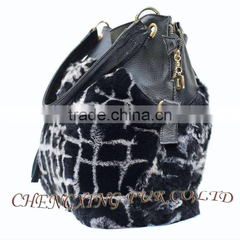 CX-H-44 Rex Rabbit Fur & Leather Handbag New Arrival