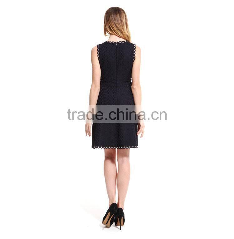 Maxnegio jacquard design metal stud casual dress