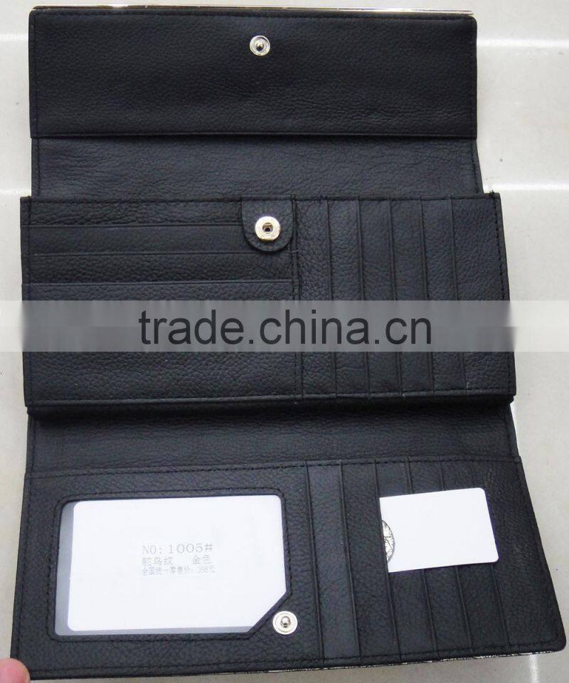 Fashion hot lady ostrich cowhide Genuine leather new wallet