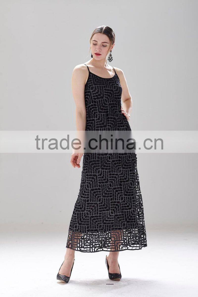 Fashion crochet knitting dress pattern free maxi ladies strapped dress SR-D9788