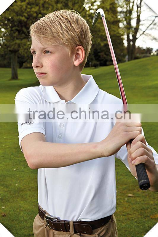 95% nylon ,5% spandex boys white plain performance moisture wicking polo golf shirts