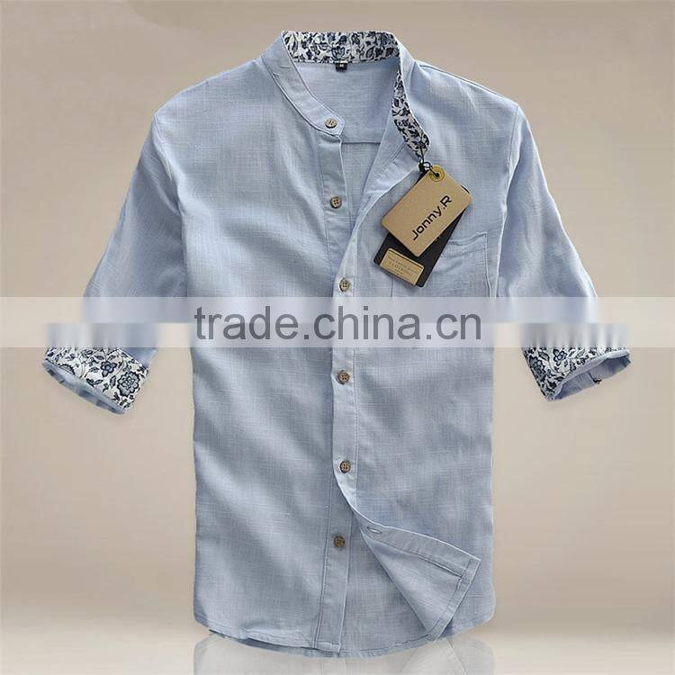 2015 100%cotton Customized feather Embroidered slim fit men dress latest style man shirt
