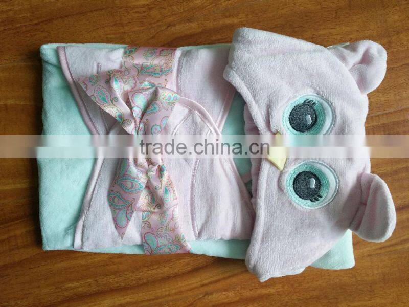 Owl cotton velour animal baby hooded bath towel