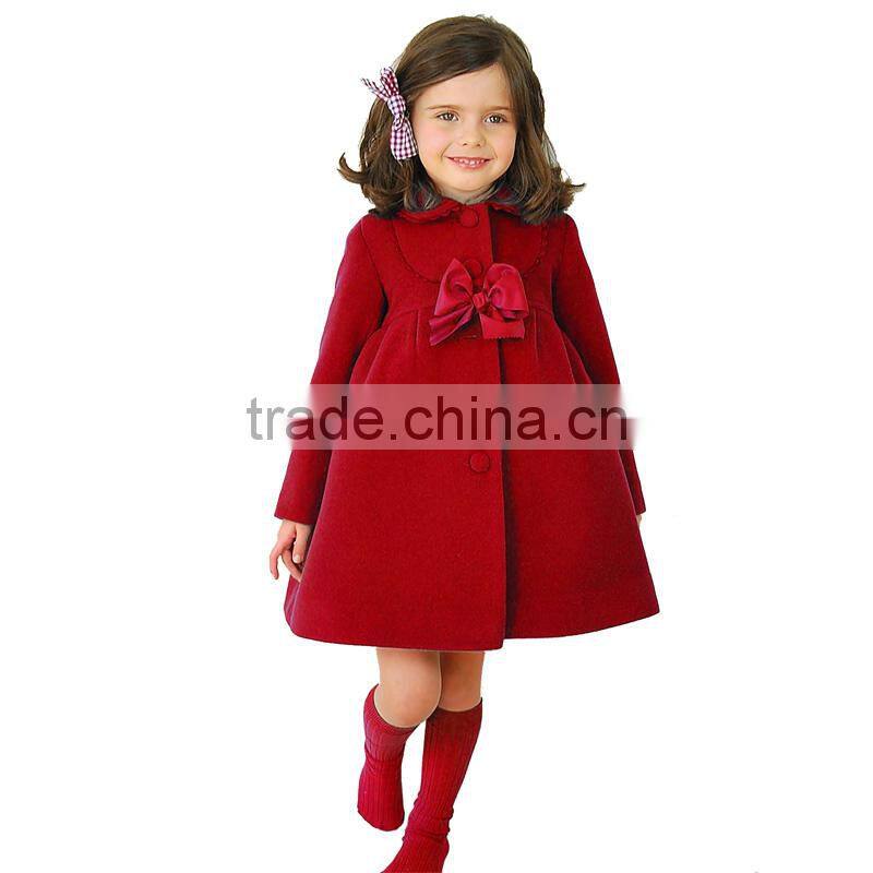 hot sale high quality boutique europe style long red winter coat for kids LB20151113-4