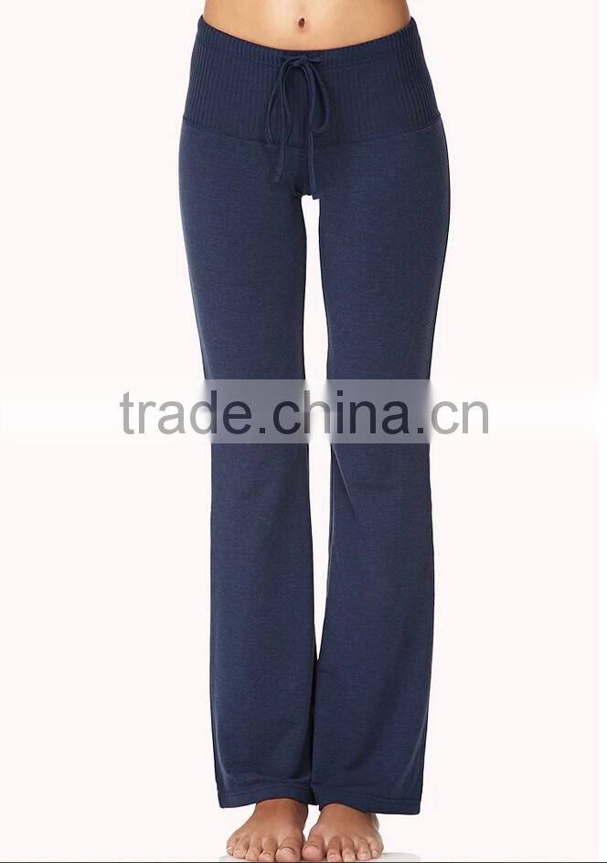 2016 Hot selling elastic waist relaxed fit lady pants sports wear yoga pants