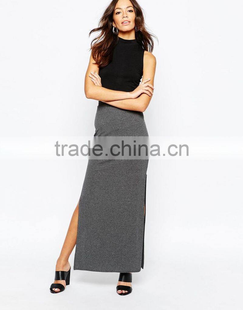 2016 Hot selling skirt manufacturer sexy split long skirt for women maxi skirt