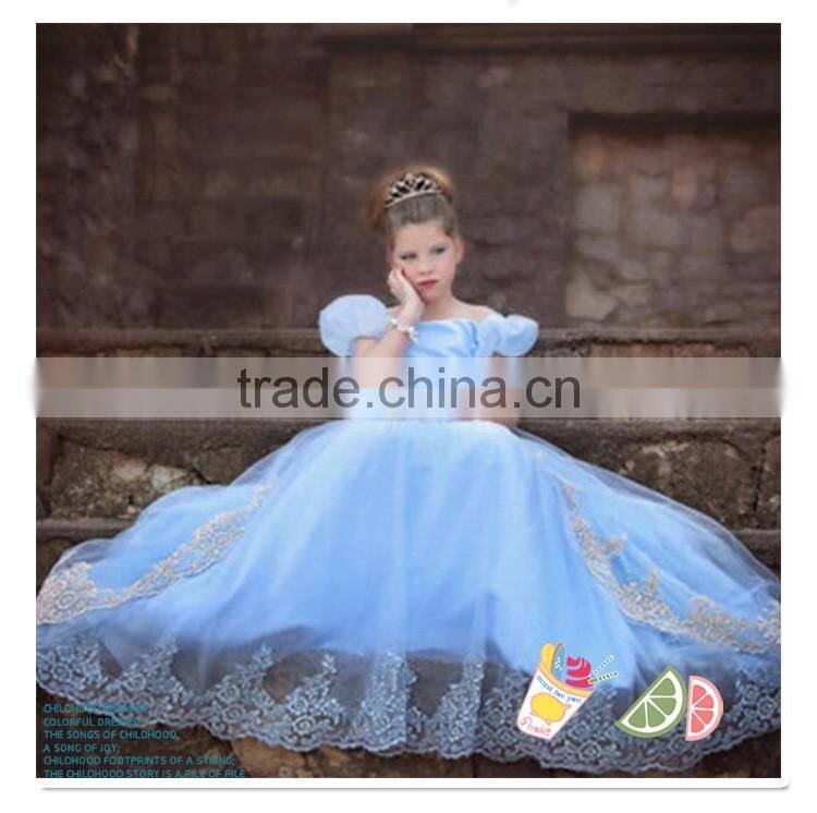 New Model Summer Girl Dress Lace Dress With Flower Baby Dress Kids Clothes