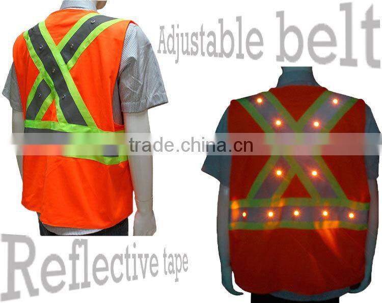 LED light reflective safety straps vest