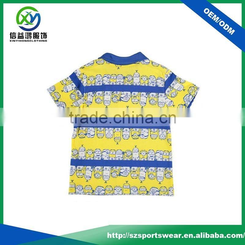 Sublimation Cartoon Colorful Kids Polyester Jersey Polo shirts