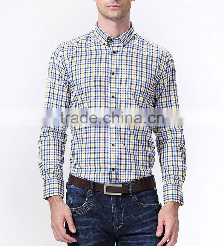 Long sleeve formal shirts for men fancy plaid printed garments