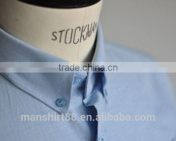 2017 new design cotton light blue button down oxford dress shirt for men